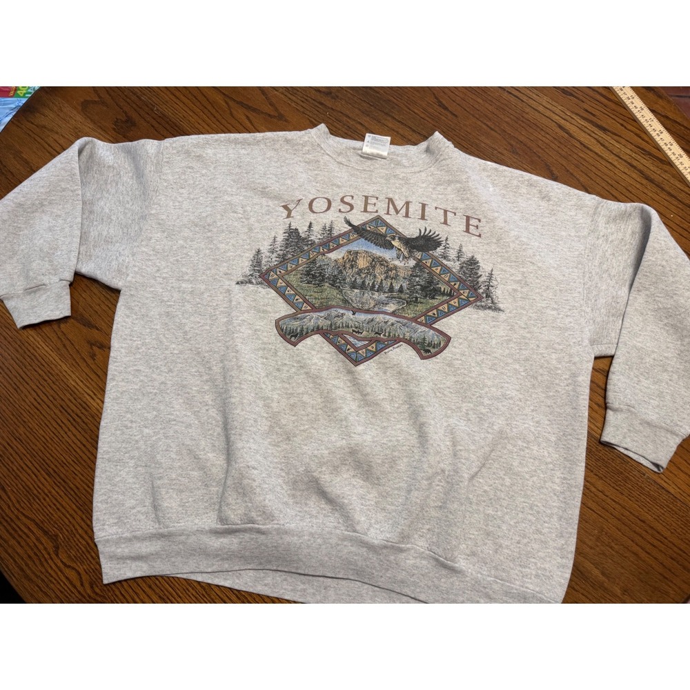 Vintage Tultex Yosemite National Park Sweatshirt Gray Made in USA 2XL XXL Eagle